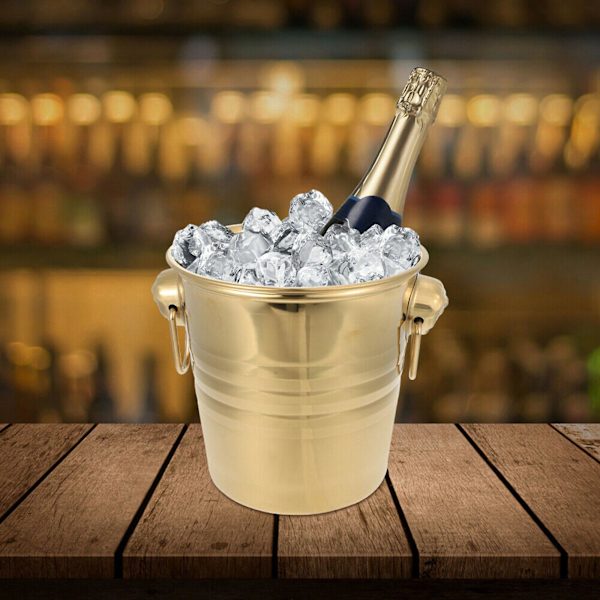 1 st 3L rostfritt stål ishink tjock huvud ishink fest ishink (guld)