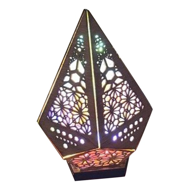 Bohemian puinen lattiavalaisin, tähti suuri lattiavalaisin, 3D-projektio yölamppu, retro geometrinen ontto koristelamppu kotiin