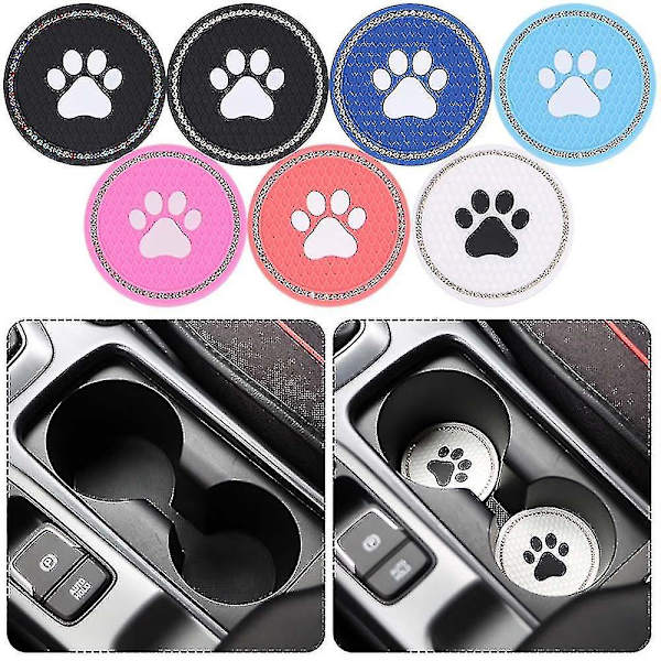 1 st Anti Slip Mats Rhinestone Cup Holder Bilunderlägg Silikon Hund Tass Kristall 2.75