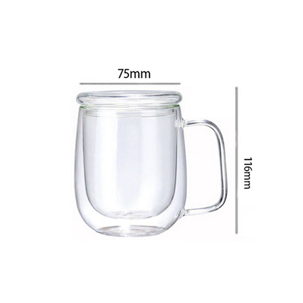 3 st 250-450 ml värmebeständig dubbelväggig tekopp öl kaffe handgjord kall dryck transparent