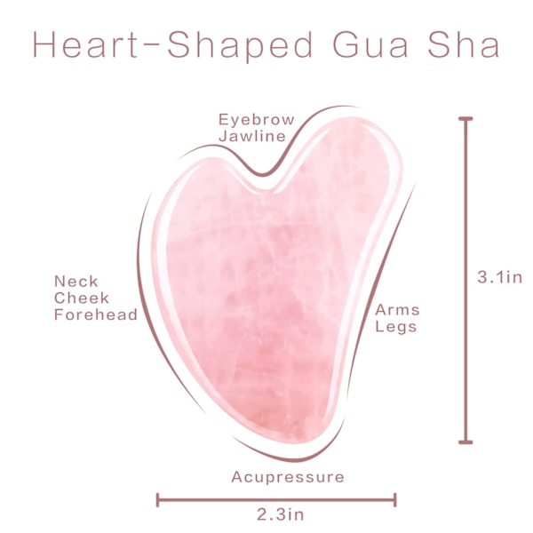 Gua Sha ansiktsverktøy, rose kvarts Gua Sha verktøy for ansikt og øye Gua Sha stein for å redusere hevelse og kjevelinjeskulptur ansiktsstein