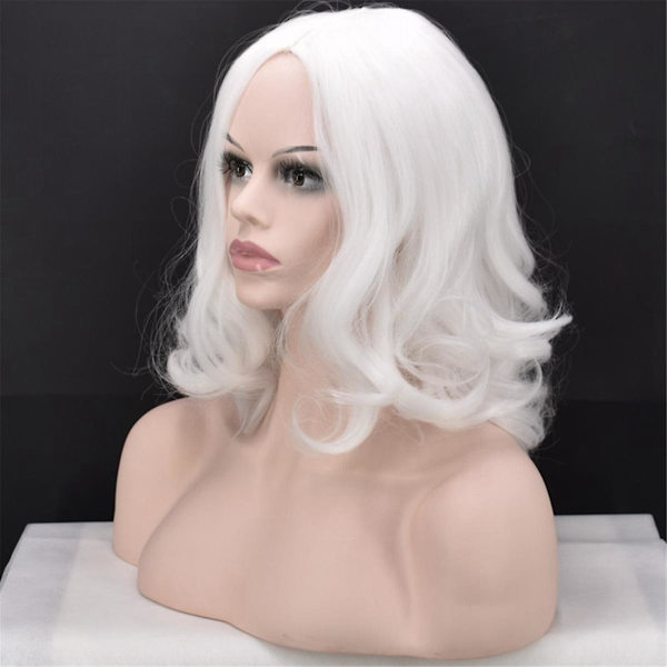 Jul Cosplay Peruk Skägg Tomteskägg Peruk Vit Lockig Lång Syntetiskt Hår Vuxen Cosplay