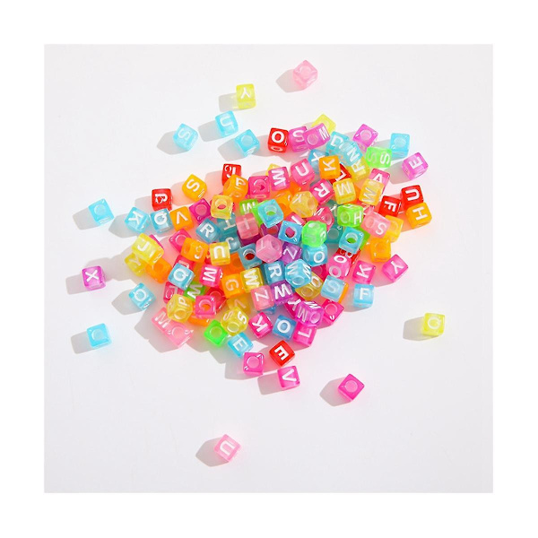 3000 stk. Akryl firkantede bogstavperler i løs vægt, farverig blanding, gør-det-selv-perler til armbånd, smykker, gaver, souvenirs