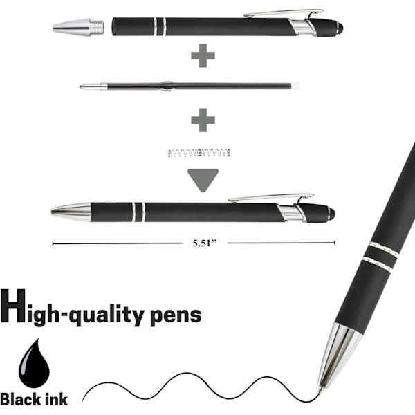 Kulspetspennor Indragbara Multipack 2 i 1 med Stylus Svart Regnbåge Kontorspresent Rainbow