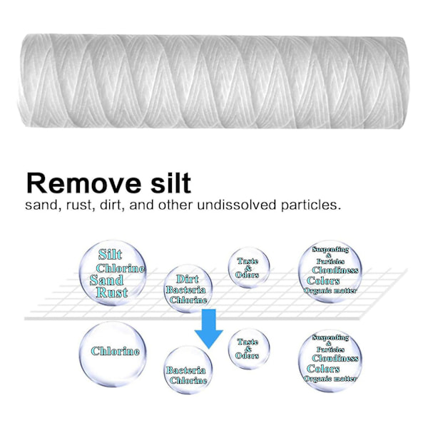 6 st 5 mikrometer stränglindat vattenfilter universellt hela huset ersättningssedimentfilter 10 tum