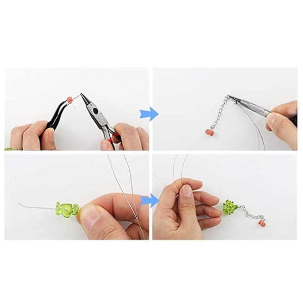 Gör-det-själv-kristallsmyckeset med 15 fack kristallpärlor örhänge krokar elastisk tråd tång tillbehör armband halsband handgjorda verktyg -ay