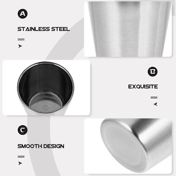 4 stk. rustfrit 180 ml multifunktions kaffekopper i rustfrit stål (sølv)