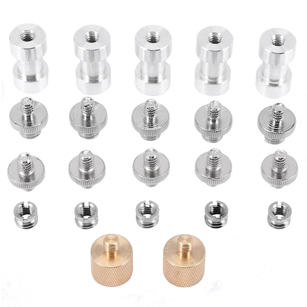 22-pack kameraskruvadapter 1/4 till 1/4 skruv 1/4 till 3/8 stativskruvadapter konverter mässingskruv