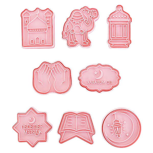 8Pcs DIY Biscuits Molds Plastic Eid Mubarak Cookie Baking Tools Baking Molds