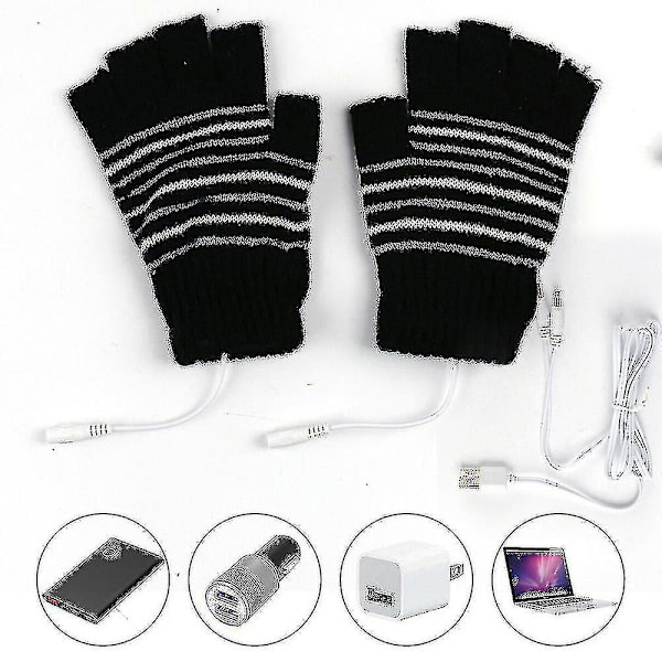 Usb Vinter Arbeid Termisk Håndvarmer Hansker Full Halv Finger