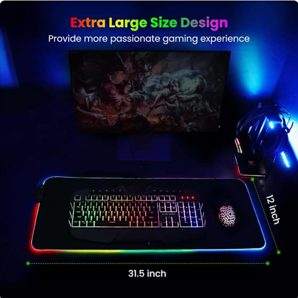 Musematte - Gamingmusematte - Sklisikker gummibase for datamaskintastatur - Svart
