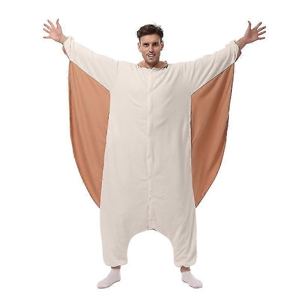 Eleimos Halloween Flygande Ekorre Onesie för Kvinnor Män Vuxen Djur Kigurumis Pyjamas Tecknad Pyjamas Hemmakläder Cosplay Kostym Hög Kvalitet XL Fit 178-188cm