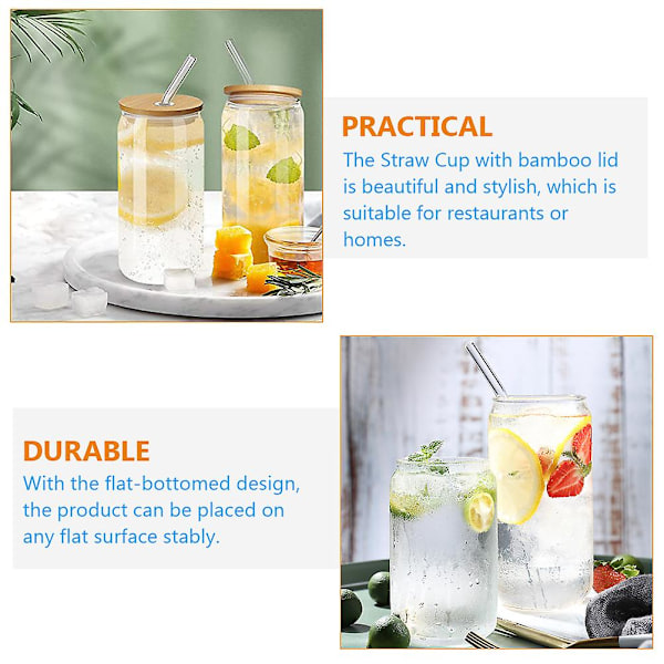 2 set glas juicekopp transparent istekopp mjölkkopp bärbar kaffemugg