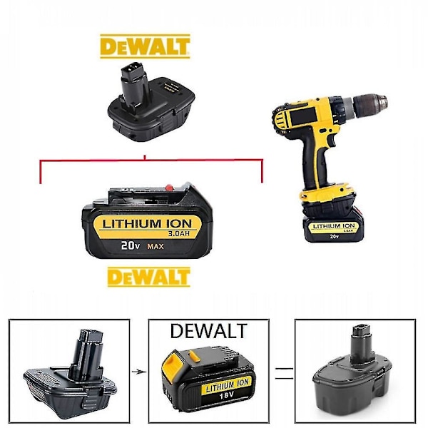 Dewalt Dcb/dcd/dcf 20v Lithium Batteri Konverter Adapter Til Dewalt 18v Ni-mh Ni-cd Batterier Xrp Dc/de Elværktøj Dca1820