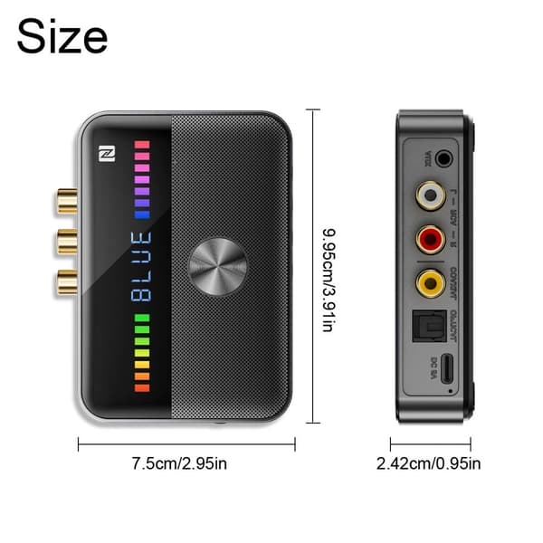 2-i-1 Bluetooth 5.3 Sender/Mottaker NFC HiFi Stereo Lydadapter AUX