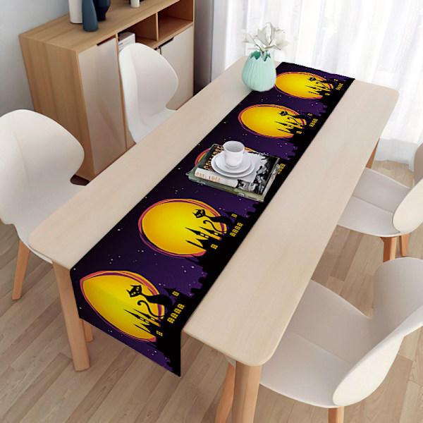 4 stk Halloween Efterår Sæson Forår Efterår Køkken Spisestue Linned Bord Dekoration til Indendørs Udendørs Hjem Fest Middag 13x72 Tommer