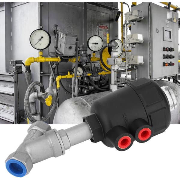 Pneumatisk dampventil, luftaktiveret dampventil, vinkelventil med lavt slid, ventil med gevindforbindelse, pneumatiske ventilmanifolde til (1/2DN15)