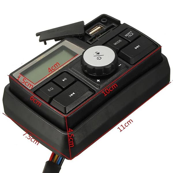 Motorcycle Sound Mp3 Radio Audio System Stereo Speaker Bluetooth Waterproof Fm 5 Eq Functions Lcd Screen Usb/sd/tf