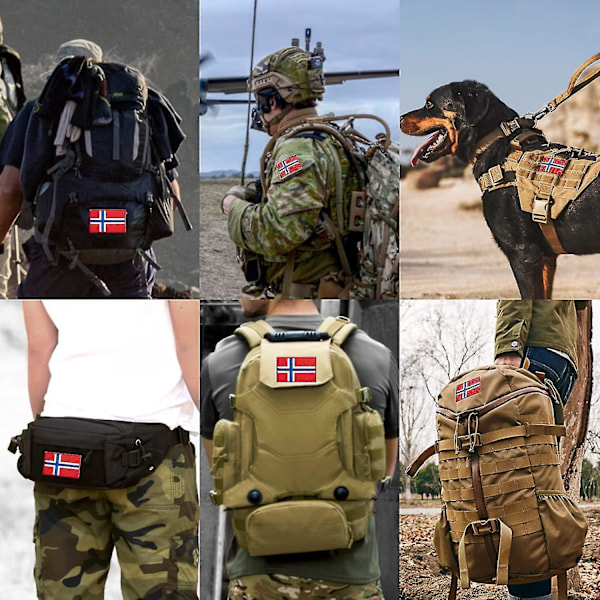 2 Pakke Norge Flagg Patcher Norge Flagg Brodert Patcher Norske Flagg Militær Taktisk Patch for Klær Hat Ryggsekker Stolthet Dekorasjoner lin