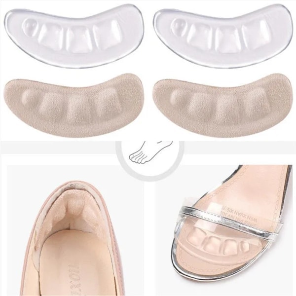 2 par Ikke-skridsikre indlægssåler Høj Hæl Sticker Flip Flop Sandaler Silikon Kvinders Elegante Klæbende Fodpuder Gel Forfodspude, Beige, Transparent