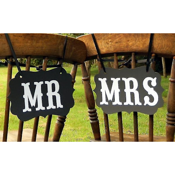 Vintage-tyyli Mr & Mrs -kirjainviiribanneri koristeeksi hääjuhliin ja valokuvausrekvisiitaksi (musta)