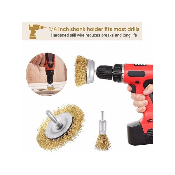 9 stk. stålbørster for sliping, børstesett for drill