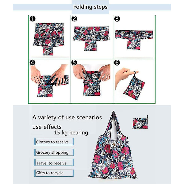 Genanvendelig Tote Bag, Robust Indkøbspose, Miljøvenlig Stor Foldbar Kj26