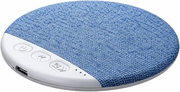 Bluetooth puthøyttaler, ultratynn trådløs med forhåndslastede naturlyder, maskinvaskbart trekk for sidesovere, blå