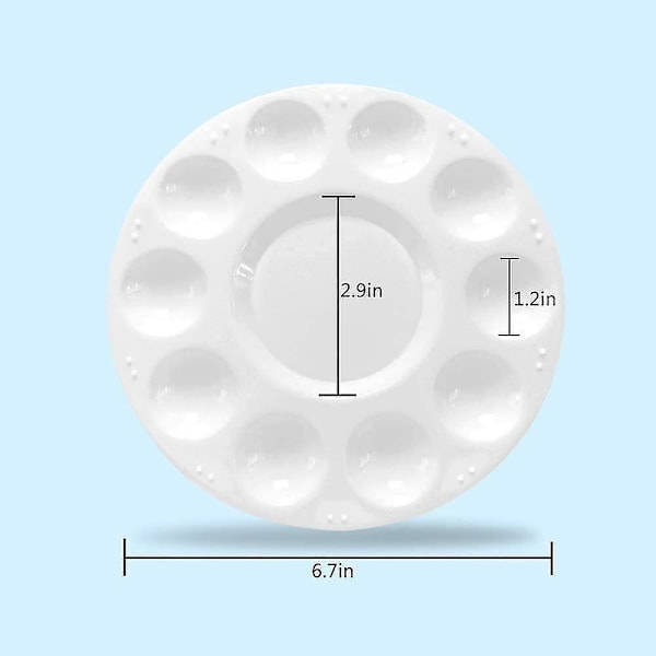 12 stk. malingspaletter, runde paletter i plast til børn eller elever til maling, gør-det-selv-håndværk derhjemme, børnehave eller skole