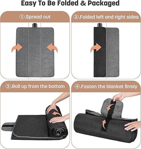 Waterproof Outdoor Blanket with Sherpa Lining, Windproof Triple Layer Warm Comfortable Foldable for Camping Stadium, Beach, Picnic, Grass, 150*200cm