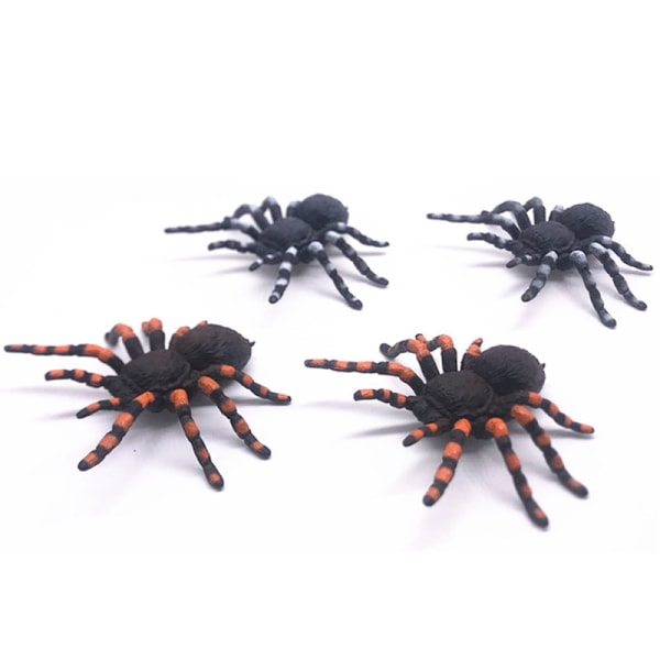 Spider Mom and Spiderlings - Stretch & Squeeze - 4-Piece Rubber Realistic Big Soft - Halloween Toy（4pcs）