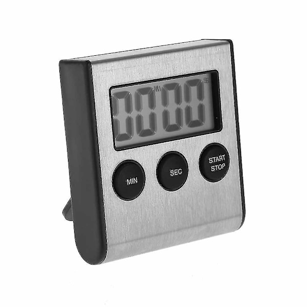 Digital køkkentimer, rustfrit stål, super stærk magnetisk bagside