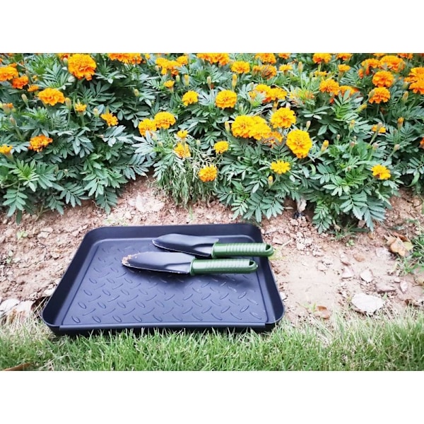 3-pack svarta plastbrickor Restaurangkvalitet Halksäker bricka, 35 * 27.5 * 3cm, Rektangulär serveringsbricka (svart)