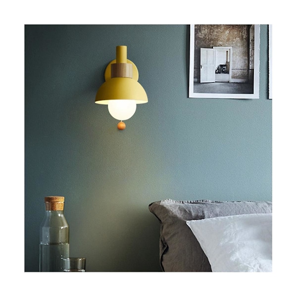 Stue Stue Ganglampe Nordisk Minimalistisk Moderne Soveværelse Sengelampe Macaron Væglampe(gul