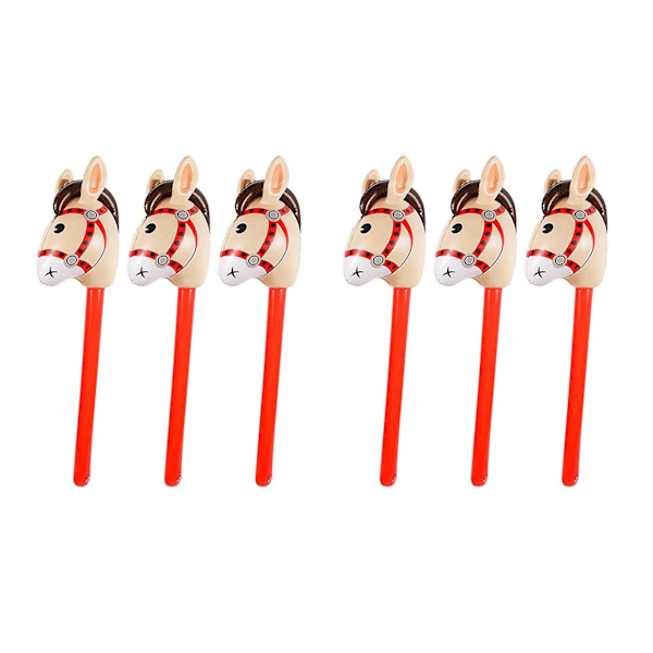 6 Pcs Inflatable Horse Heads Cowgirl Stick Pvc Balloon Outdoor Educational Toys For Children Babies