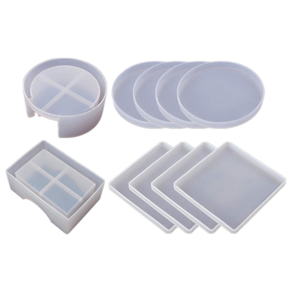 Silicone Coaster Molds For Resin Casting,epoxy Resin Coaster Molds Kit Including 8 Pcs Coasters And