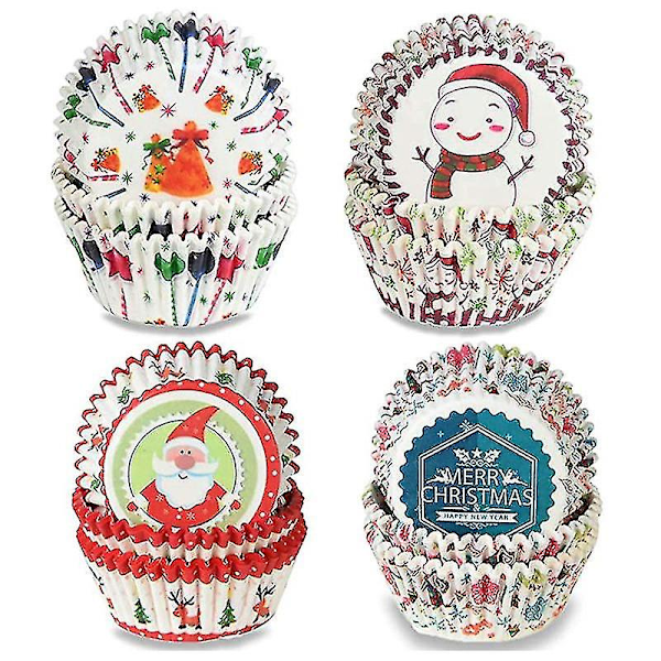 Julpapper Koppar Mini Cupcake Liner Koppar Bakpapper Muffin Fodral Äggpajer Kakdekorationsverktyg Kakform Wraer Bricka 400st