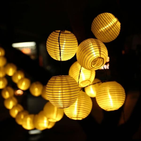 Solcelle Lyslenke 5m 20 LED Vanntett Utendørs med 8 Moduser Varm Hvit