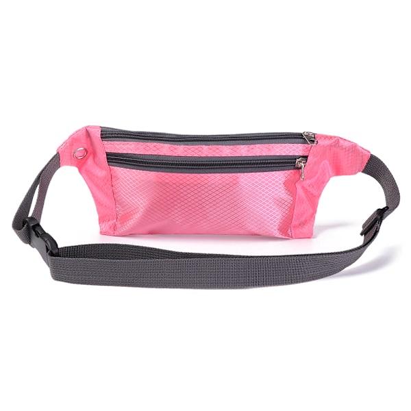 Löpväska för Kvinnor och Män Vattentät Multi-Fickor Midjeväska Casual Bum Bag Canvas Bältesväskor pink Canvas