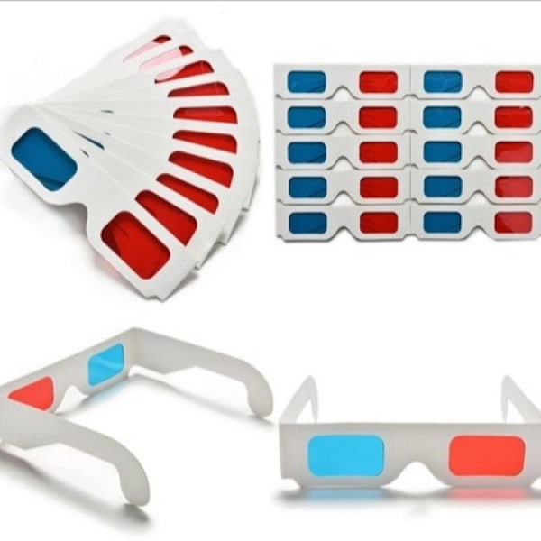 50 Pcs 3D Red- blue Viewing Glasses Kids Sunglasses Aunglasses for Theater 3D Movie Glasses (white frames)