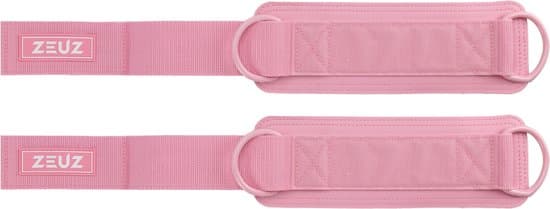 Ankelremmar för kabelmaskin, 2-pack justerbara ankelmanschetter för kickbacks, sätes- och benträning, slitstark polyesterbomull, rosa