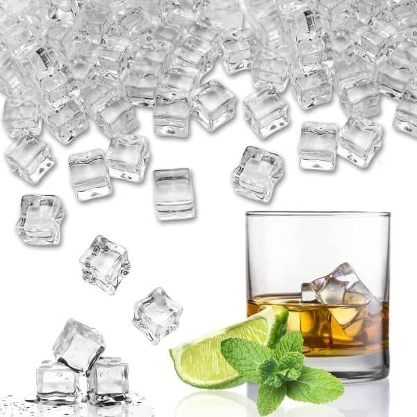 Fake Crushed Square Ice Cubes Artificial Acrylic Crystal Diamonds (Square-12MM 100 Pieces)