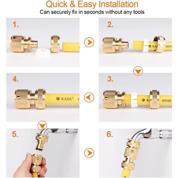 4-pak Messing Havekoblingsstykker - Hurtigkobling 1/2\" & 3/4\" Gevind til Vanding