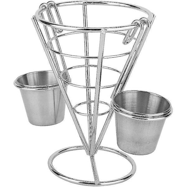 Pommes frites kegleholder, cornet-holder med saucekop til hjemmefester, picnics