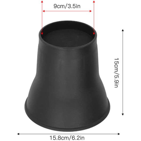 Ineasicer 4 stk. møbelforhøjere 15 cm sort plastik hornform til seng og sofa
