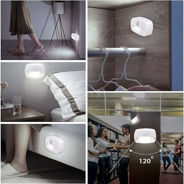 2-pack LED-nattlampa med rörelsesensor, automatisk på/av för trappor, hall, badrum - Energiklass A+