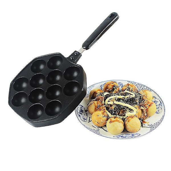 Takoyaki-pande, køkkenudstyr blækspruttebolde maker aluminium med håndtag til hjemmet til takoyaki-elsker