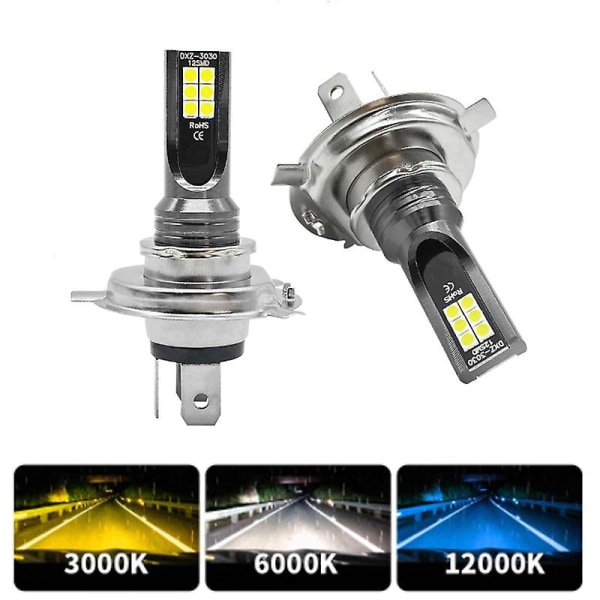 2pcs H4 Led Car Fog Light Headlight Bulbs 6000k White Light