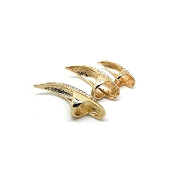 Set med 5 guld olika storlekar Punk Style Eagle Claw Ring Gothic Talon Finger Ring Bend Fingertip Claw för Cosplay