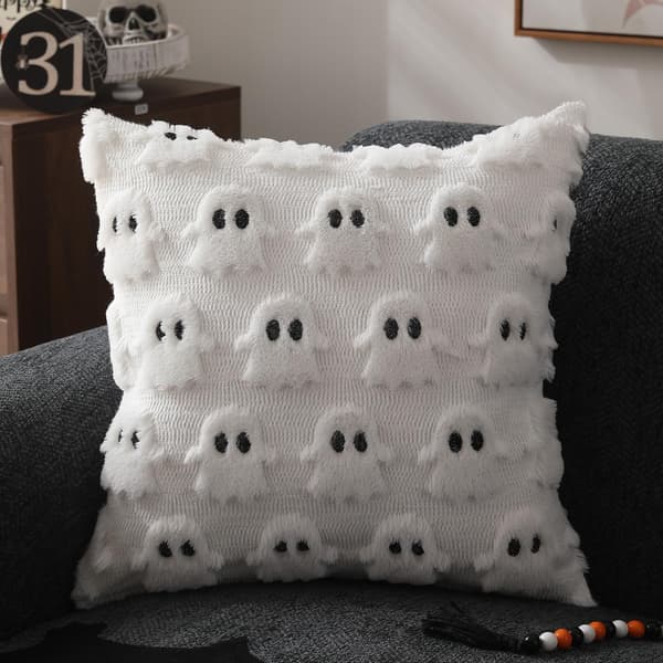 Halloween Pudebetræk 18x18 Dekorative Græskar Pudebetræk Efterårs Rust Blød Plys Kunstig Uld Sofa Pudebetræk